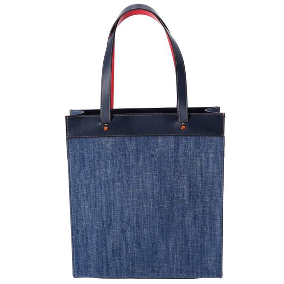 Christian Louboutin Louis Tote Bag Navy Denim Rubber Leather - Picture 3 of 7